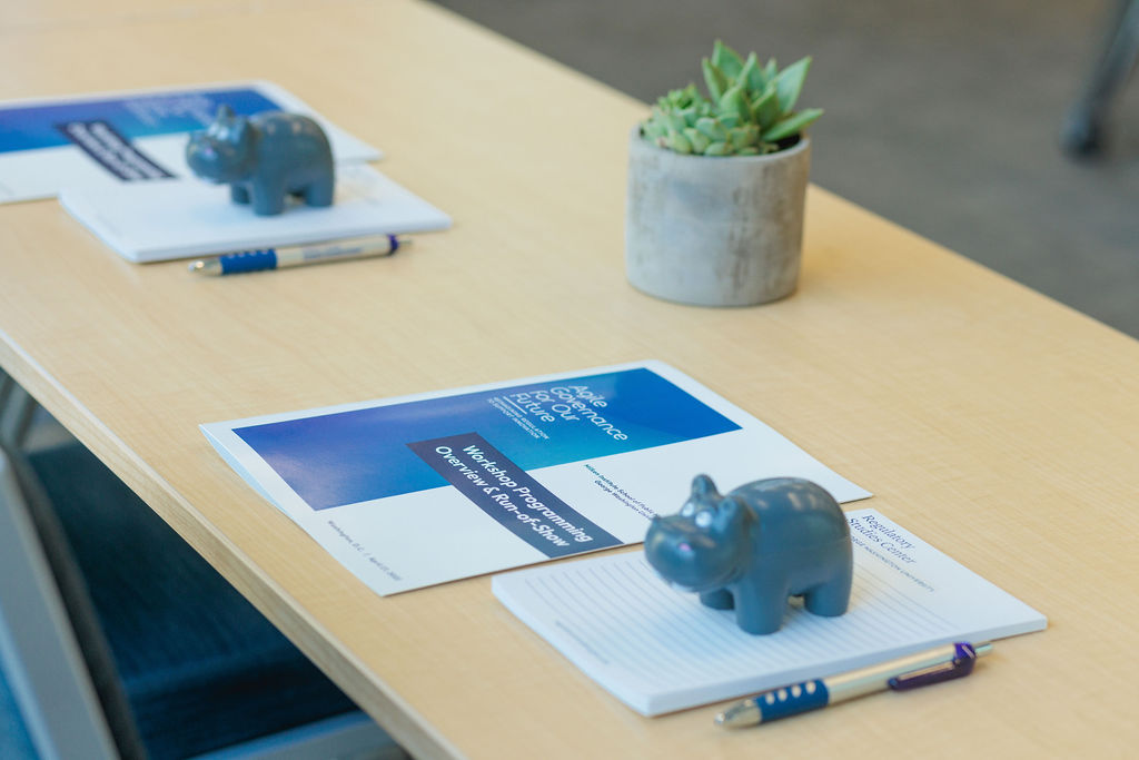a desk with materials on it