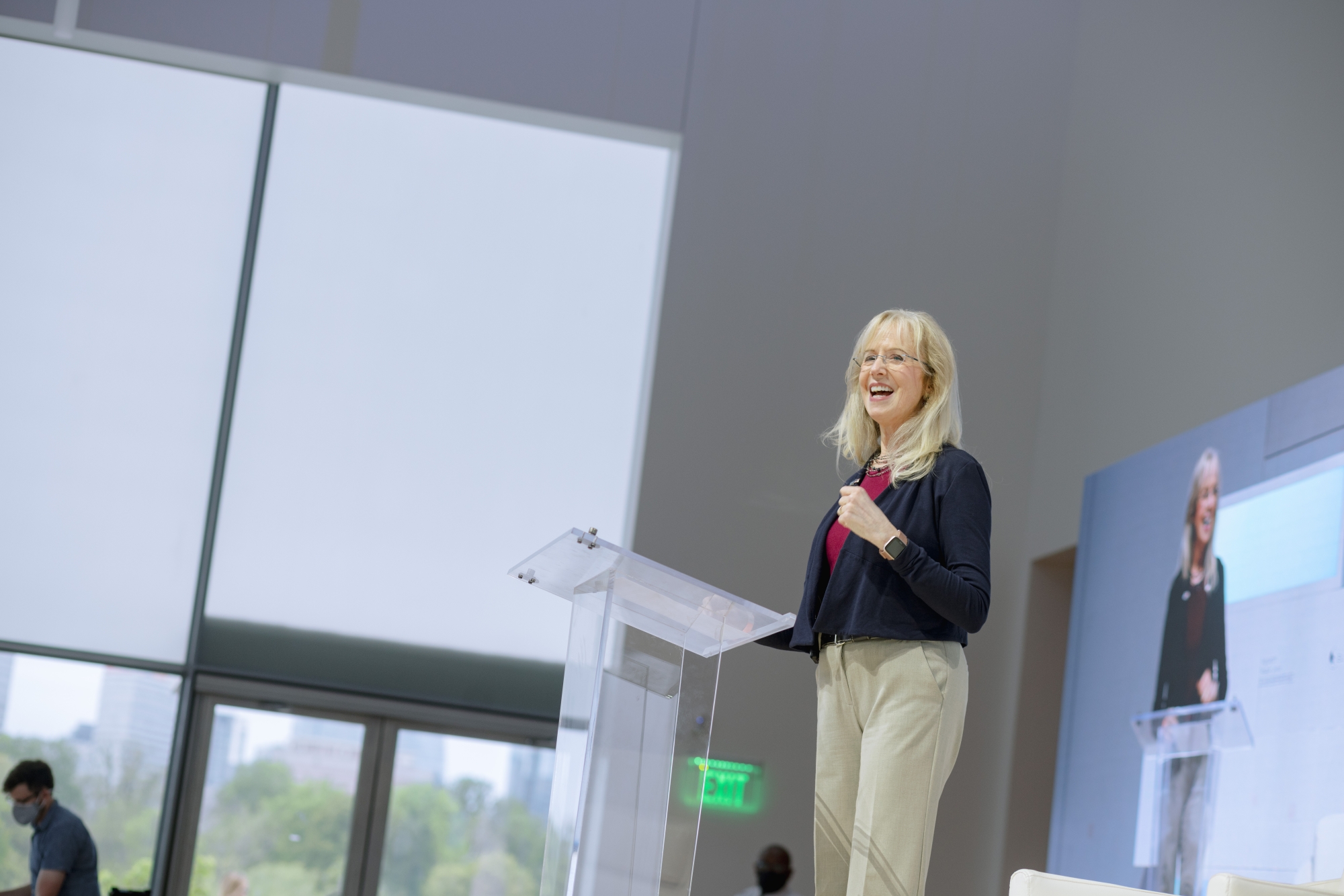 Susan Dudley speaking on stage