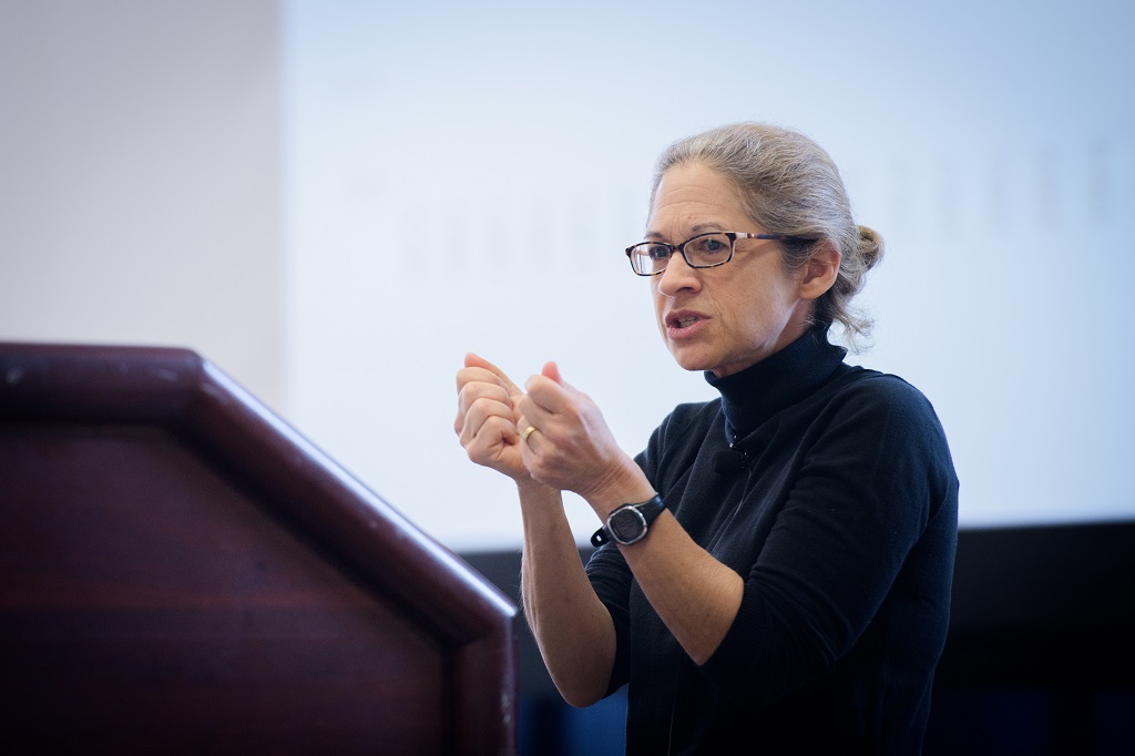 Sarah Binder at a podium