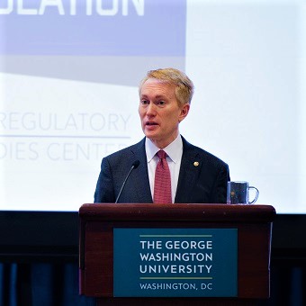 Senator James Lankford at a podium