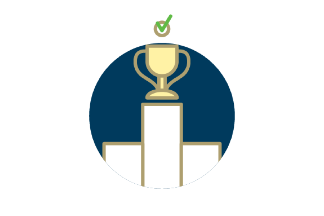 Created image of a trophy atop a platform for first, second, and third place.