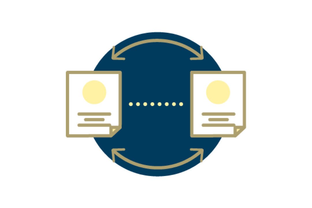 Created image of two documents connected by two arrows demonstrating a feedback loop.