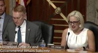 Photo of Senators James Lankford and Kyrsten Sinema during a hearing (links to PDF)