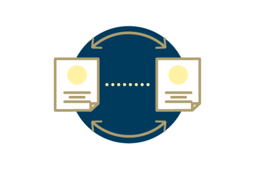 Created image of two documents connected by two arrows demonstrating a feedback loop.