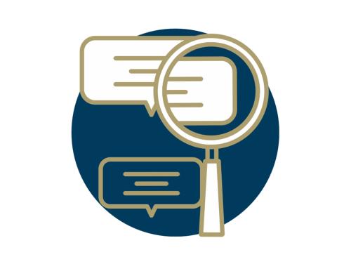 Image of magnifying glass over speech bubble