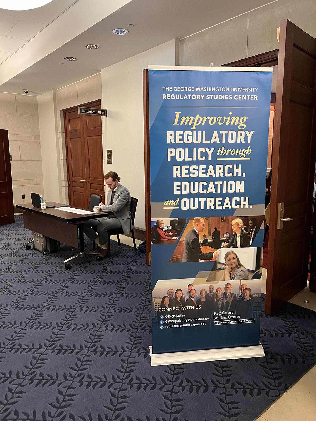 Regulatory Studies Center banner signage outside seminar event